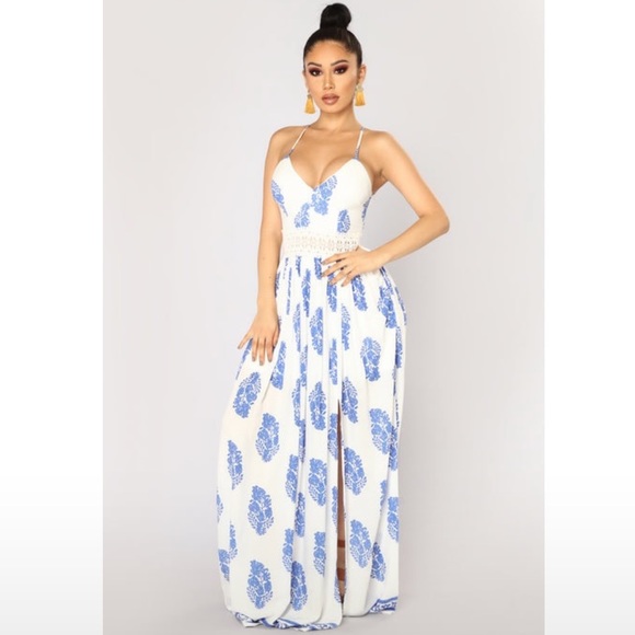 Fashion Nova Dresses & Skirts - Fashion Nova NWT! Holy Slit Royal/Combo Dress Size L